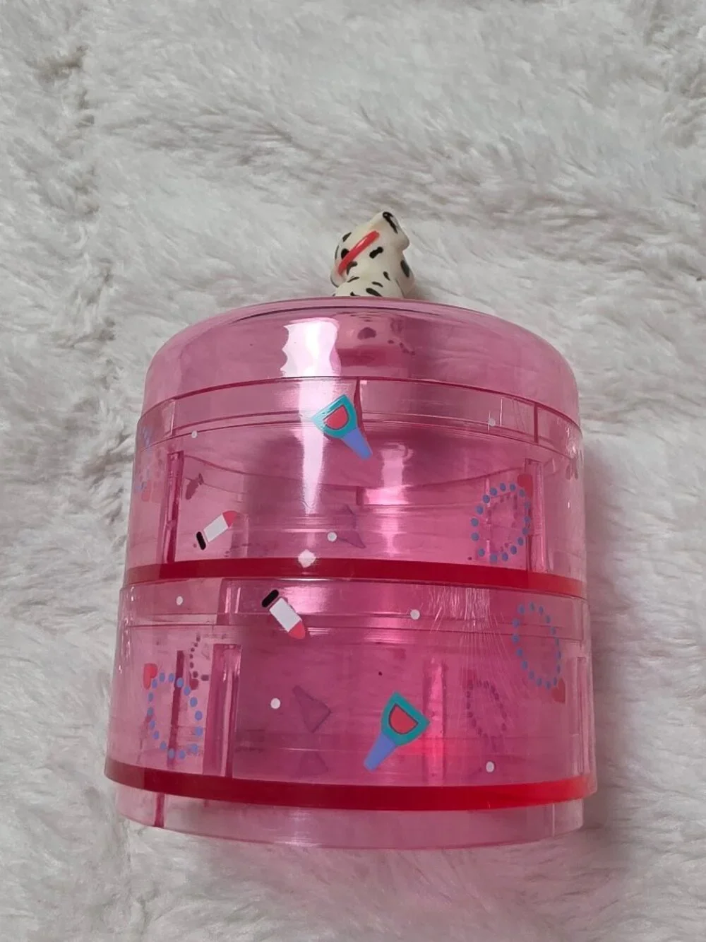 Vintage 1990 Sanrio Spottie Dottie Pink 2-Tier Jewelry Trinket Box Case Plastic
